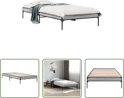 Produktbild von The Living Store Bettgestell Grau Sonoma 90x200 cm Holzwerkstoff und Metall