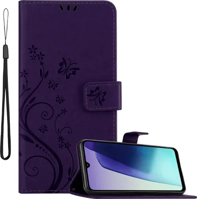 Image de Cadorabo Housse pour Xiaomi RedMi 14C Housse en FLORAL FONCE LILA Housse de protection au design floral avec fermeture magnétique, fonction de support et emplacements pour cartes Book Case Cover