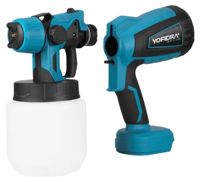Produktbild von Elektrische Farbspritzpistole - Akku Farbsprühsystem 600 W - 1000 ml Behälter - 400 ml/min Fördermenge - für Möbel & Heimwerker - mit 2x 388VF Akkus
