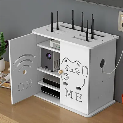 Image de Boîtier de rangement pour routeur Wi-Fi, à fixer au mur, sans perçage. Armoire de protection pour routeur, boîte Wi-Fi, armoire pour routeur, montage mural, 4 niveaux