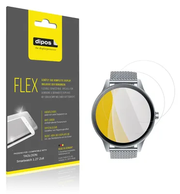 Image de 2x Film de protection d'écran pour TAOLOON Smartwatch 1.27 Zoll, recouvre 100% de l'écran, dipos Flex