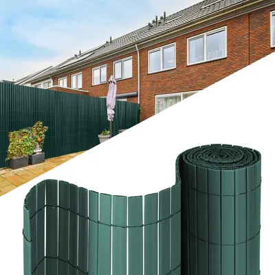 Produktbild von TolleTour PVC Sichtschutzmatte W-Struktur Verstärkung Innen, Balkon Sichtschutz mit Kabelbindern, Sichtschutzzaun Windschutz Wasserdicht ohne Bohren, Grün 1,4 x 3m
