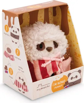 Image de NICI mymochi peluche Panda Kono avec costume popcorn et chocolat 8cm avec étiquette