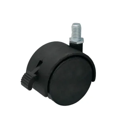 Produktbild von Möbelrad Durchmesser 50mm/40kg, Platte mit Bremse, Gewinde M8 | Möbelräder | Rad für Möbel, Bürostuhl, Beistellbett, Schreibtischstuhl, Hocker | Stuhl-Rad | Schwarz