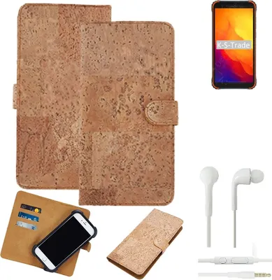 Produktbild von K-S-Trade Hülle kompatibel mit Blackview BV4900S + in ear Kopfhörer Kork Handyhülle Cover  Schutzhülle TPU Case Bumper in Hellbraun, (1x)