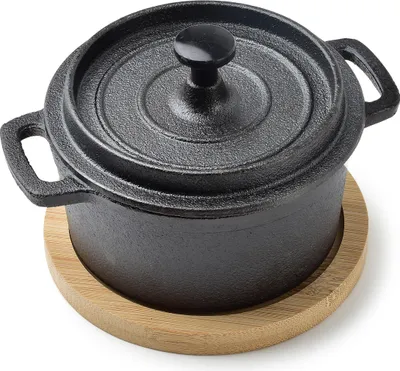 Immagine prodotto di Contenitore in ghisa mini con coperchio, ideale per servire, dimensioni 13x10x7,5 cm, capacità 210 ml
