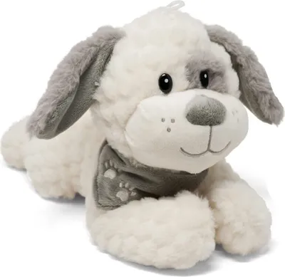 Produktbild von Plüsch Hund, weicher Strukturplüsch ca 31cm kuscheliger Plüschhund Kuscheltier mit Halstuch Stofftier, 1 Stück