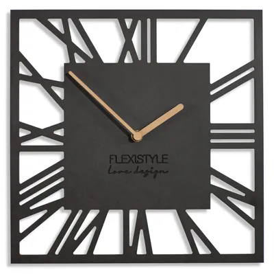 Immagine prodotto di Orologio da parete senza ticchettio moderno LOFT Piccolo Square 30 cm Soggiorno Bagno (Nero)