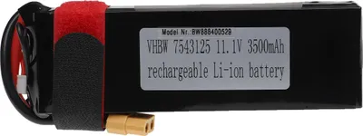 Produktbild von vhbw Akku kompatibel mit XT60 Stecker für Modellbau (3500mAh, 11,1V, Li-Polymer, 134 x 44 x 24 mm)