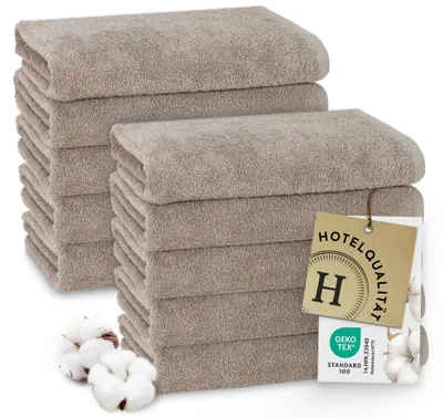 Produktbild von 10er Set Handtücher, 100% Baumwolle, 50x100 cm, fango