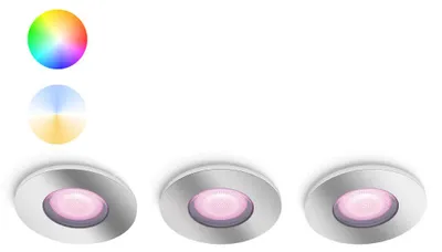 Produktbild von Philips Hue White and Color ambiance Xamento 3er-Pack Einbauspot chrom, Intelligenter Einbaustrahler, Bluetooth/Zigbee, Chrom, LED, Synthetik, GU10