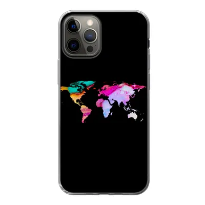 Produktbild von MuchoWow® Handyhülle Schutzhülle Hülle für iPhone 12 Pro Weltkarte - Farbe - Aquarell Silikon Softcase Handy Hülle - Abdeckung