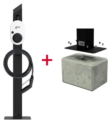 Produktbild von Aktion: go-e Charger Gemini Wallbox Standfuß + Fertigfundament - Edelstahl schwarz (RAL 9005)