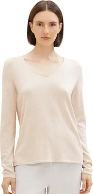 Image de Basic Stretch Long Sleeve V-Neck Thin Knit Sweater | S