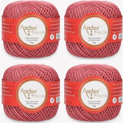 Image de 4 pelotes d'Anchor Freccia 6 – Fil de coton fin pour les projets au crochet (couleur 00895)