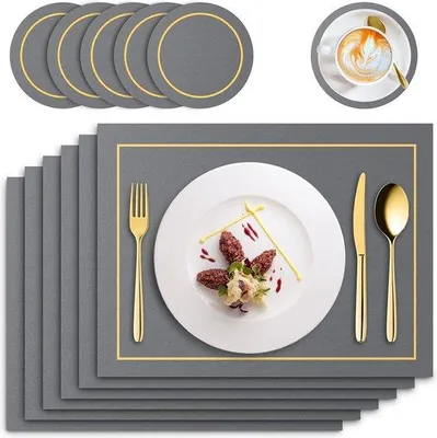Produktbild von Famanu Platzset Set aus 6 Stück - Dunkelgrau, waschbar, rutschfest, wasser- und hitzebeständig