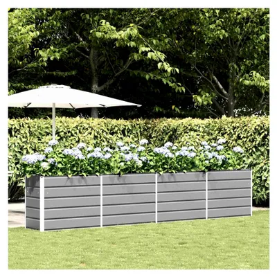 Produktbild von Blumenkästen, hellgrau, 480 x 50 x 45 cm, verzinkter Stahl, Hochbeet für Garten, Pflanzkübel für Blumen und Sukkulenten, Terrasse, Balkon