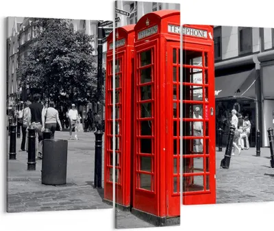 Produktbild von Bild auf Leinwand - Leinwandbild - Großbritannien London Telefon Straße - 95x80cm - Wand Bild - Wanddeko - Leinwanddruck - Bilder - Kunstdruck - Leinwand bilder - Wandkunst - CB95x80-0364
