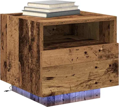 Image de vidaXL Table de nuit avec tiroirs Vieux bois 40 x 39 x 37 cm Bois composite