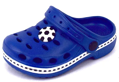 Produktbild von Kinder Clogs Gartenclogs Hausschuhe Sandalen Fußball Blau Gr. 34/35