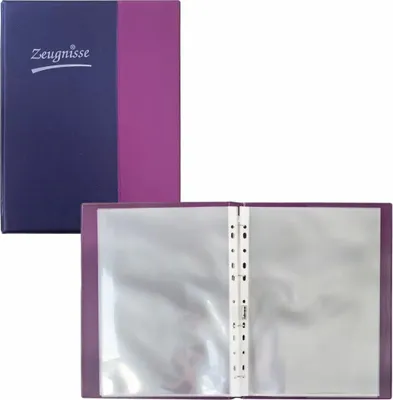 Produktbild von Idena Zeugnisringbuch A4 10 Hüllen violett Ringbuch 10 Klarsichthüllen