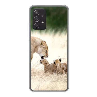 Produktbild von MuchoWow® Handyhülle Schutzhülle Hülle für Samsung Galaxy A33 5G Löwe - Gras - Junge - Familie Silikon Softcase Handy Hülle - Kartenhalter