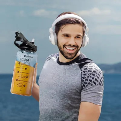 Produktbild von 2-Liter-Motivationsflasche, schwarz und transparent