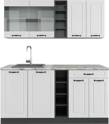 Obrázok produktu pre Jednolôžková kuchyňa Vicco R-Line Biely vidiecky dom/antracit 160 cm , AP Marble, Model 43054