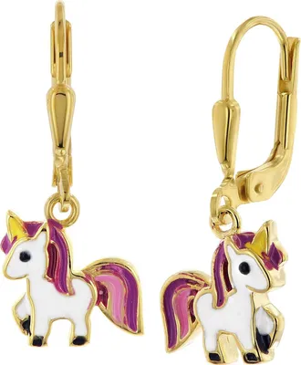 trendor 68484 Mädchen-Ohrringe Gold 333/8K Ohrhänger mit Einhorn 1