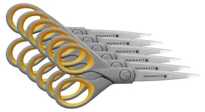 Produktbild von Titanium Super Softgrip Schere, 13 cm, 6 Stück, grau/gelb