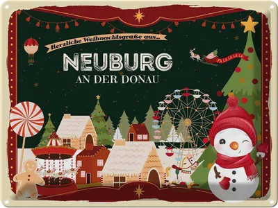 Produktbild von vianmo Blechschild 30x40 cm Weihnachtsgrüße aus Neuburg an der Donau Weihnachten