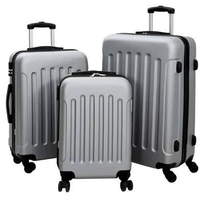 Produktbild von Reisekoffer-Set mit Schloss, 3-teilig, Silber, 50 x 31 x 78 cm, ABS Kunststoff
