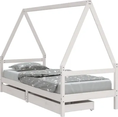 Obrázek produktu pro vidaXL Dětská postýlka se zásuvkami bílá 90x200 cm Masivní borovicové dřevo