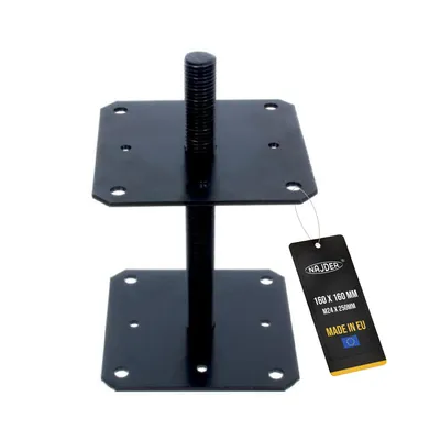 Produktbild von NAJDER Pfostenträger Höhenverstellbare 80x80 mm M24x250mm PSR Verzinkt Stützenfuß Höhenverstellbar Bodenfuß Betonfuß Zum Aufschrauben Regulierbar für Zäune, Unterstände, Carports, Pergolen