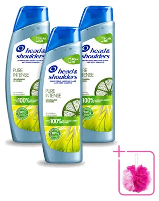 Immagine prodotto di 3 flaconi di shampoo anti-forfora Head & Shoulders Pure Intense Oil Control, 250 ml - confezione risparmio - 3 pezzi