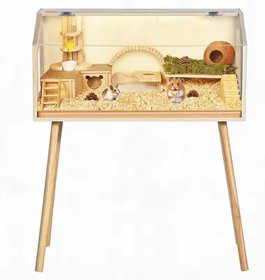 Produktbild von Hamsterhaus Holz 97x53x93 cm Nagerhaus Kleintierhaus Massivholz für Hamster Meerschweinchen natur
