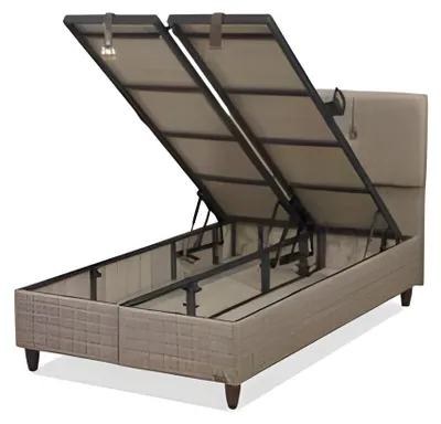 Obrázek produktu pro Hnědá textilně-dřevěná postel v elegantním designu