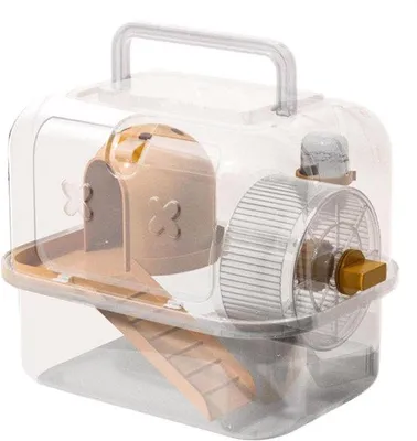 Productafbeelding van Dieren Transportbox - Reiskooi Hamster - Veilig Vervoer - Goede Ventilatie - 24 x 18 x 20 cm - Oranje