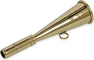 Produktbild von Mundnebelhorn in 145 mm länge aus Messing mit Befestigungsring für Kette oder Kordel