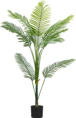 Image de HOMCOM Plante artificielle intérieure 150 cm, palmier Areca arbre artificiel avec pot en plastique et flocage, feuilles en PE, fausse plante vert décoration pour bureau, salon, chambre
