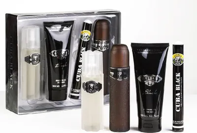 Zdjęcie produktu dla Cuba Original Cuba Black Zestaw Woda toaletowa 100 ml + Woda toaletowa 35 ml + żel pod prysznic 200 ml + woda po goleniu spray 100 ml