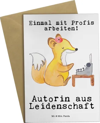 Produktbild von Mr. & Mrs. Panda neujahrskarte Autorin Leidenschaft - Weiß - Geschenk, Beruf, hochzeitskarten, Grußkarten, glückwunschkarten, weihnachtskarten, osterkarten, Spruch