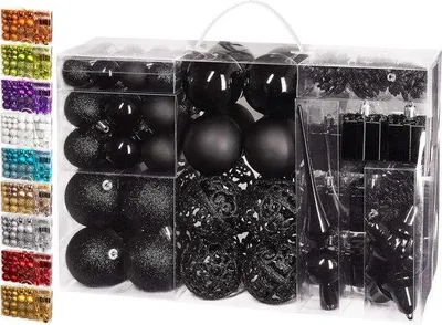 Productafbeelding van Famanu kerstballen, 101-delig - Set met boomtop voor kerstboomdecoratie