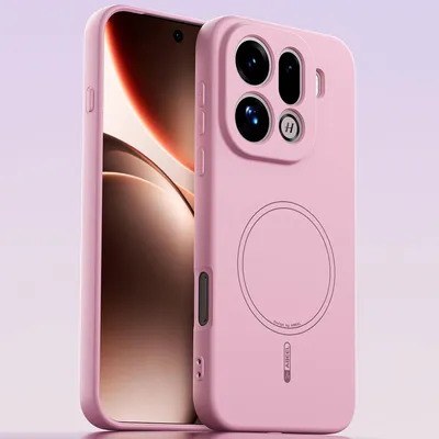 Image de Etui magnétique pour Oppo Find X9 Pro, compatible MagSafe, silicone liquide, antichoc et résistant aux rayures Rose