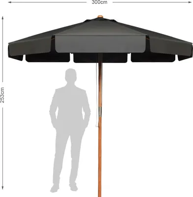 Produktbild von COSTWAY Ø300cm Sonnenschirm Achteck Gartenschirm Kippbar Terrassenschirm mit Kurbel Strandschirm für den Garten oder am Pool Grau
