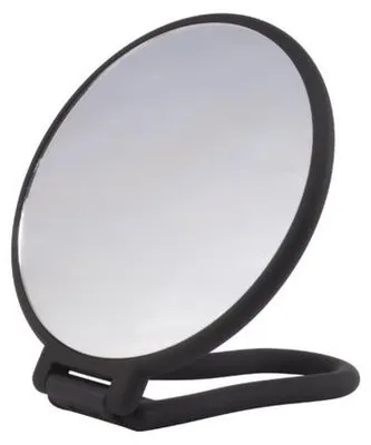 Produktbild von Handspiegel verstelbaar zwart rond dubbelzijdig met soft-touch finish voor make-up en kapsel