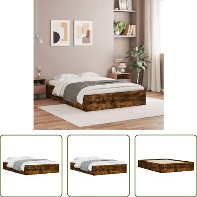 Produktbild von The Living Store Bettgestell mit Schubladen Räuchereiche 120x190cm Holzwerkstoff