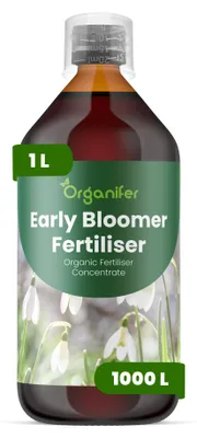 Obrázok produktu pre Early Bloomer, tekuté hnojivo, 1 L – vzorec NPK 3-4-3 – vhodné pre rastliny, ktoré kvitnú skoro – pre zdravé listy a skoré kvitnutie – podporuje rast koreňov – organické