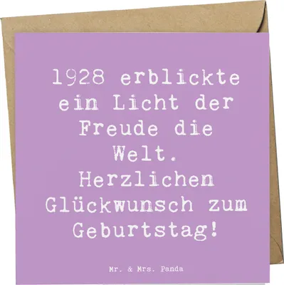 Produktbild von Mr. & Mrs. Panda Grußkarte Spruch 1928 Geburtstag Freude - Lavendeltraum - Geschenk, Glückwunschkarte, Geburtstagsgeschenk, Klappkarte, Geburtstagsjahr, Geburtsjahr