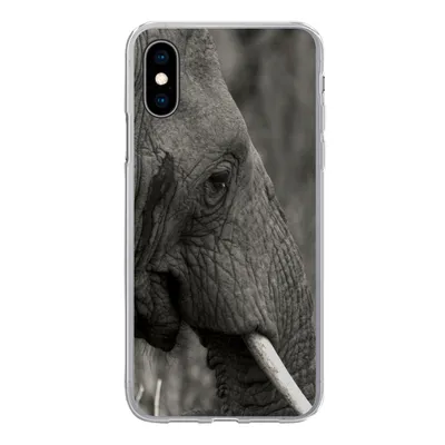 Produktbild von MuchoWow® Handyhülle Schutzhülle Hülle für iPhone X Elefant - Tiere - Schwarz - Weiß Silikon Softcase Handy Hülle - Handyhülle